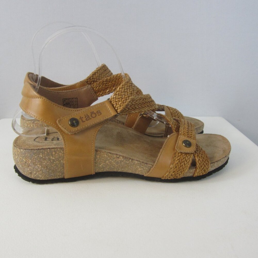 New Taos Womens 9 - 9.5 Beige Woven Leather Wedge Sandals Slide Comfort EU 40 - Picture 6 of 14